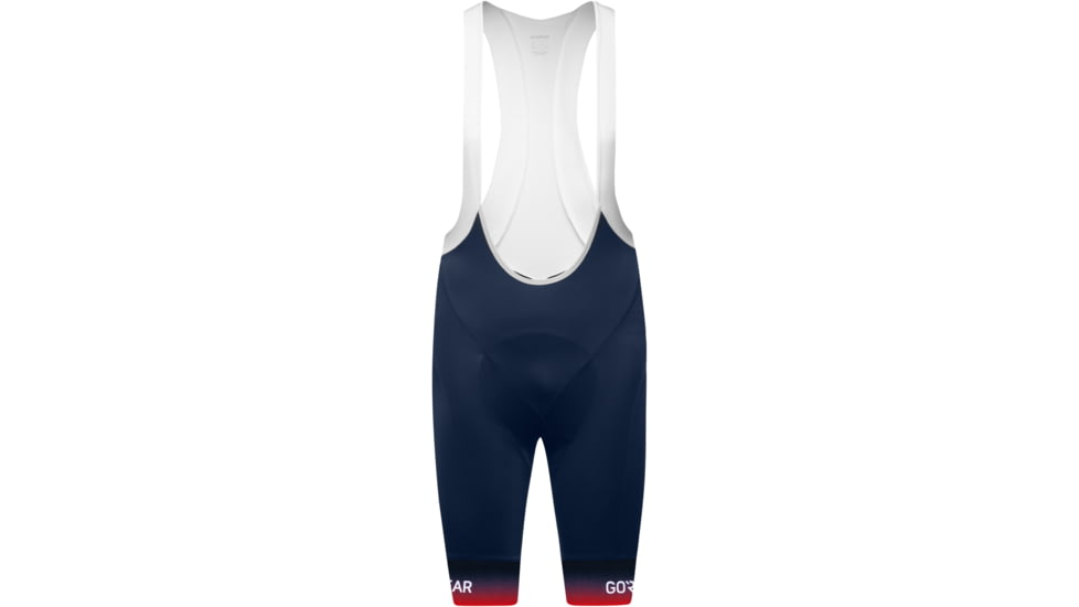 GOREWEAR C5 Fade Bib Cycling Shorts+ Mens in Orbit Blue / Fireball Large Form fit B615FBF4, 101113-AUAY-XL