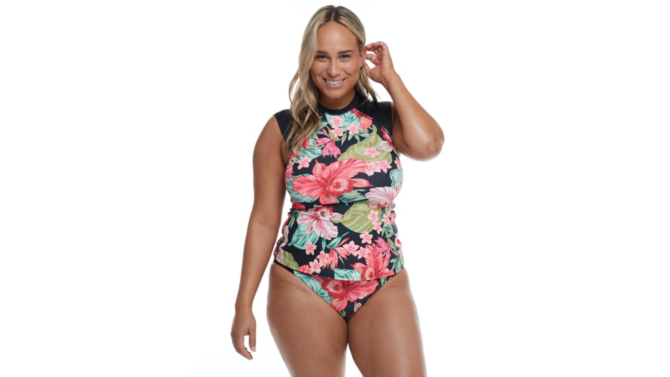 Body Glove Isla Foca Plus Size Exhale Cross-Over Rash Guard - Black 686C979D, X, Black, 39527745P-368-X