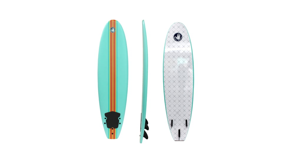 Aquapac Daily 76 Soft-Top Surfboard with Removable Fins C7E28592, 7 ft 6 in, Mint/White, STSURFDAILY20U-343-7/FT/6/IN