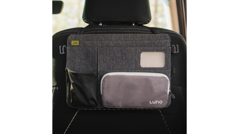 Luno Seatback Organizer, Stone Gray, 13.25x9.5x1 inch, seatback-organizer-2-0