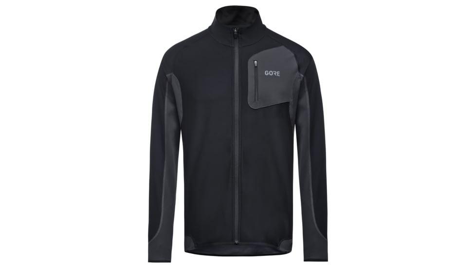 GOREWEAR Mens R3 Partial WINDSTOPPERR Running Shirt in Black/Terra Grey Medium Slim fit Windproof 27D7BB1A, 100287-990R-L