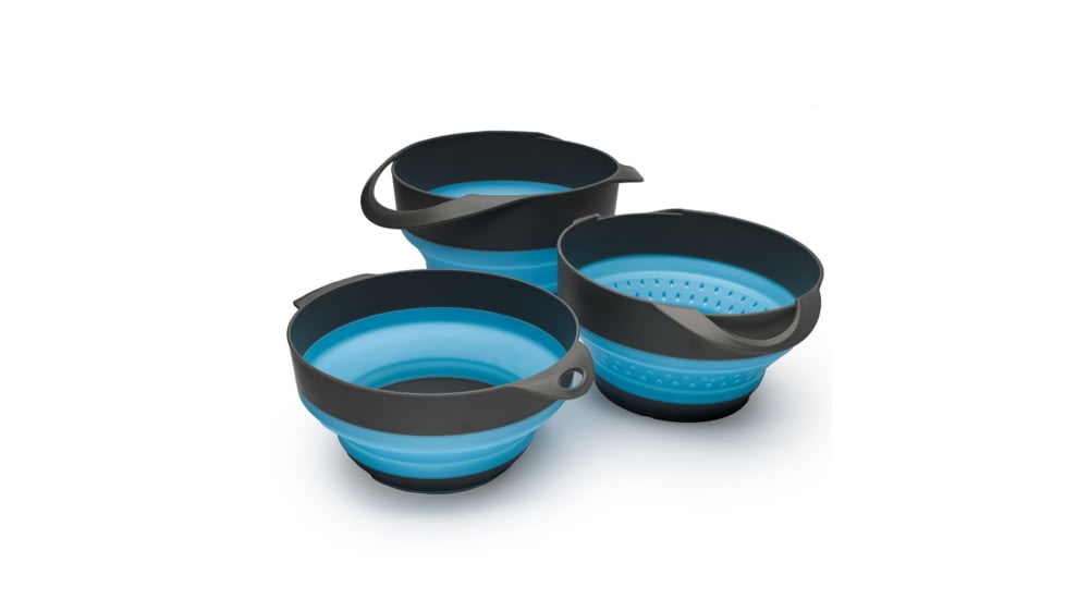 Adventure Medical Kits 3-Piece Flat Pack Bowls &amp; Strainer Set 2A0F09BA, 0140-1006