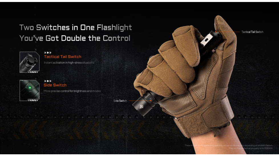 Acebeam TAC 2AA AA 1600 Lumens LED Flashlight, Black, TAC 2AA Desert