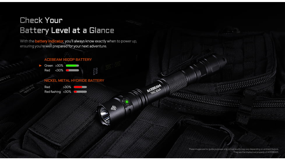 Acebeam TAC 2AA AA 1600 Lumens LED Flashlight, Black, TAC 2AA Desert