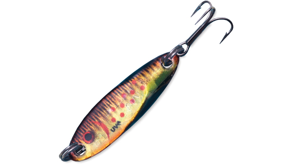 Acme Kastmaster Rattle Master Baitfish UV Spoon, 1 3/8in 1/8oz, Gold Tiger, SW105R/GBGT