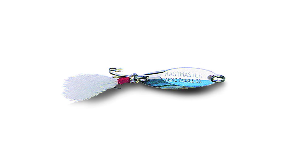 Acme Kastmaster Spoon 1 3/8in, 1/8oz, Chrome &amp; Neon Blue with White Bucktail, SW1051/CHNB