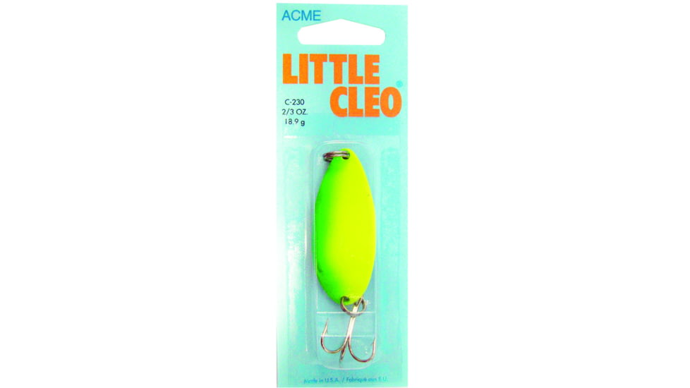 Acme Little Cleo Spoon 2 1/8in, 2/3oz, Sinking, Chartreuse &amp; Green Stripes, C230/CGS