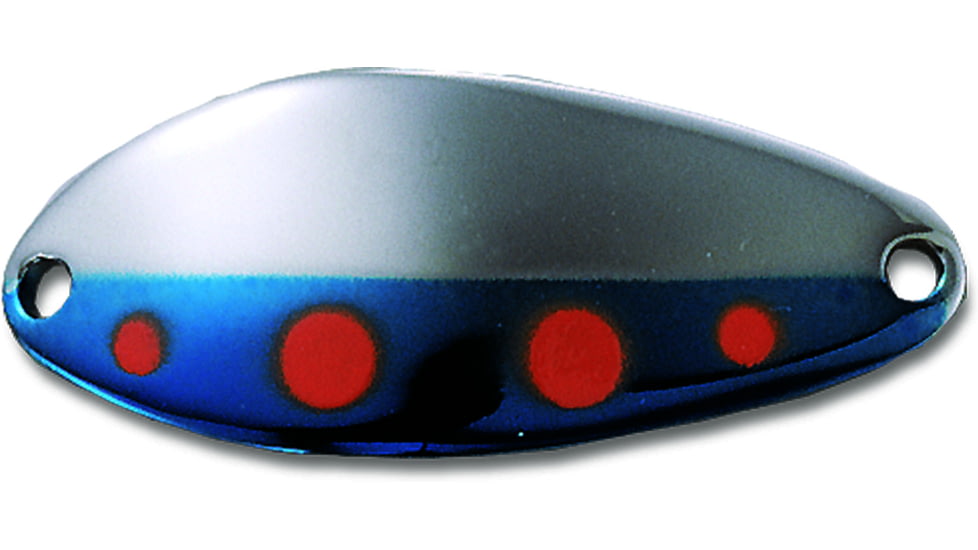 Acme Little Cleo Spoon, 2 1/8in, 2/5oz, Sinking, Nickel &amp; Blue w/Orange Dots, C200/ODBN