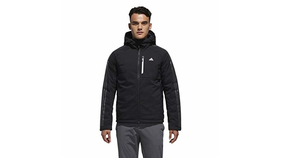 Adidas Terrex 3-Stripe Down Hoodie - Men's, Black/Black, Medium, DM1965-M