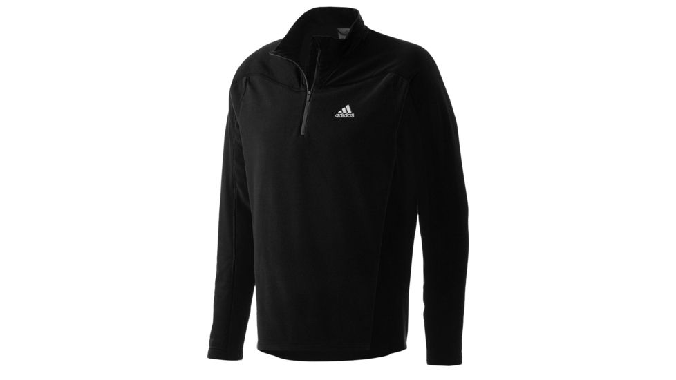 Adidas Terrex Hiking/Trekking One Sided Half Zip Fleece Jacket - Men's-Black-Small