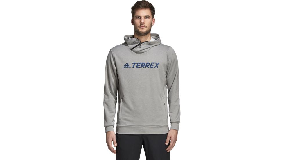 Adidas Terrex Logo Hoodie - Men's, Medium Grey Heather, Extra Large, CY8706-XL
