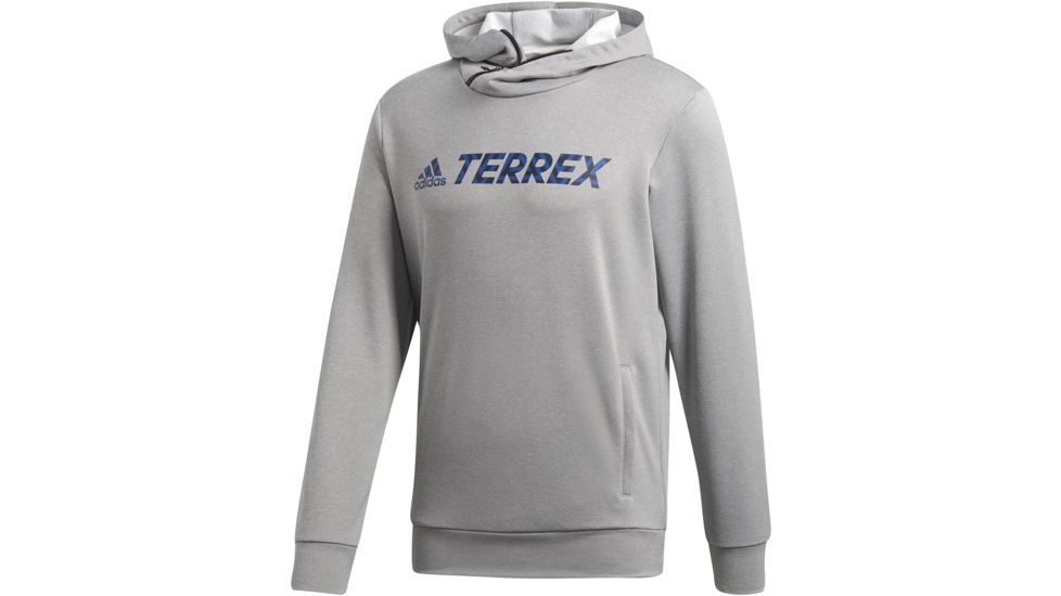 Adidas Terrex Logo Hoodie - Men's, Medium Grey Heather, Extra Large, CY8706-XL