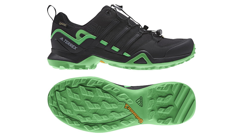 Adidas Terrex Men's Terrex Swift R2 GTX Hiking Shoes, Black/Black/Energy Green, 10.5, CM7496-10.5