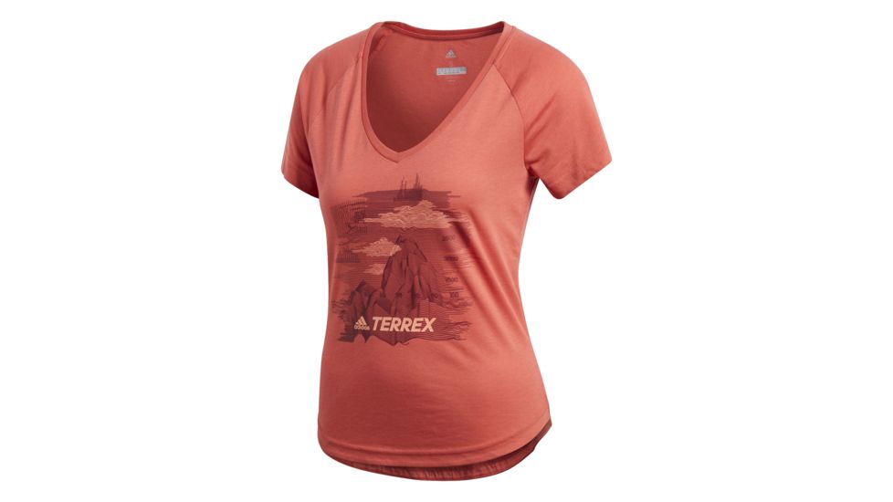 Adidas Terrex Mountain Women's Tee Shirt, Trace Scarlet, Large, CV6178-L