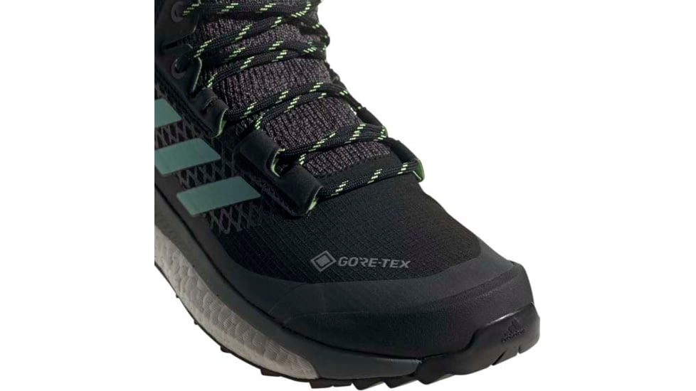 Adidas Terrex Free Hiker GTX Shoes - Womens, Core Black/Acid Mint/Hi-Res Yellow, 10, FX4667-001-10