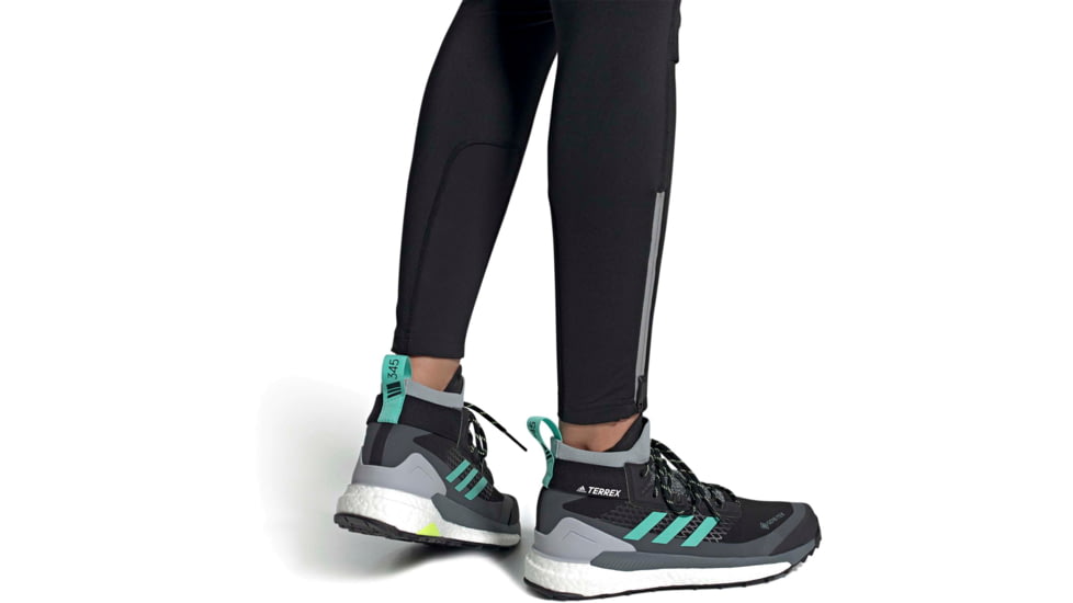 Adidas Terrex Free Hiker GTX Shoes - Womens, Core Black/Acid Mint/Hi-Res Yellow, 10, FX4667-001-10