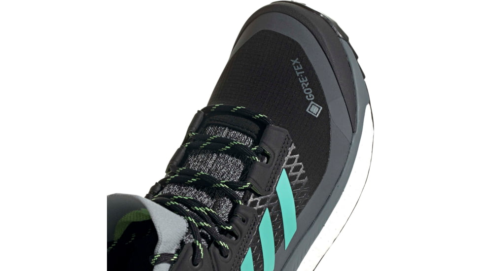 Adidas Terrex Free Hiker GTX Shoes - Womens, Core Black/Acid Mint/Hi-Res Yellow, 10, FX4667-001-10
