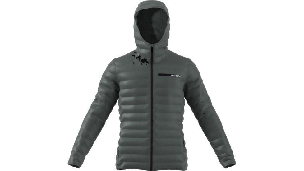 Adidas Terrex Lite Down Hooded Jacket - Men's-Utility Ivy-X-Large