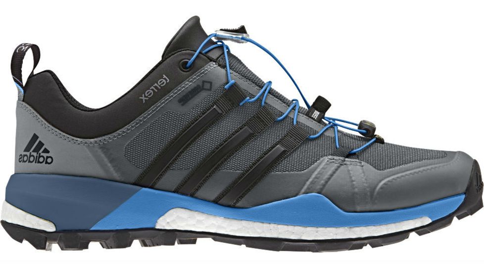 Adidas Terrex Skychaser GTX Trail Running Shoe - Men's-Grey/Black/Blue-Medium-9