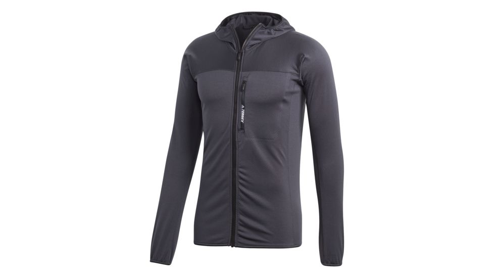 Adidas Terrex Tracerocker Men's Hooded Fleece Jacket, Carbon, Medium, CG2430-M