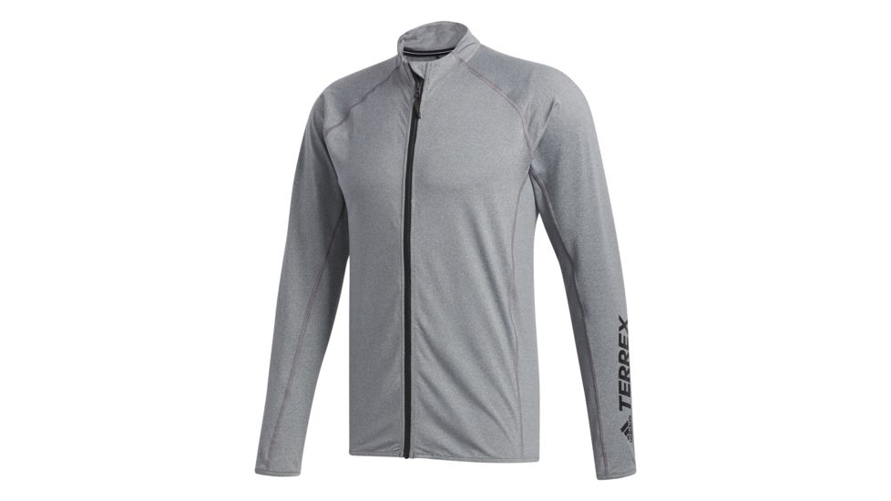 Adidas Terrex Voyager Men's Zip Long Sleeve Shirt, Carbon, 2XL, CF4707-2XL