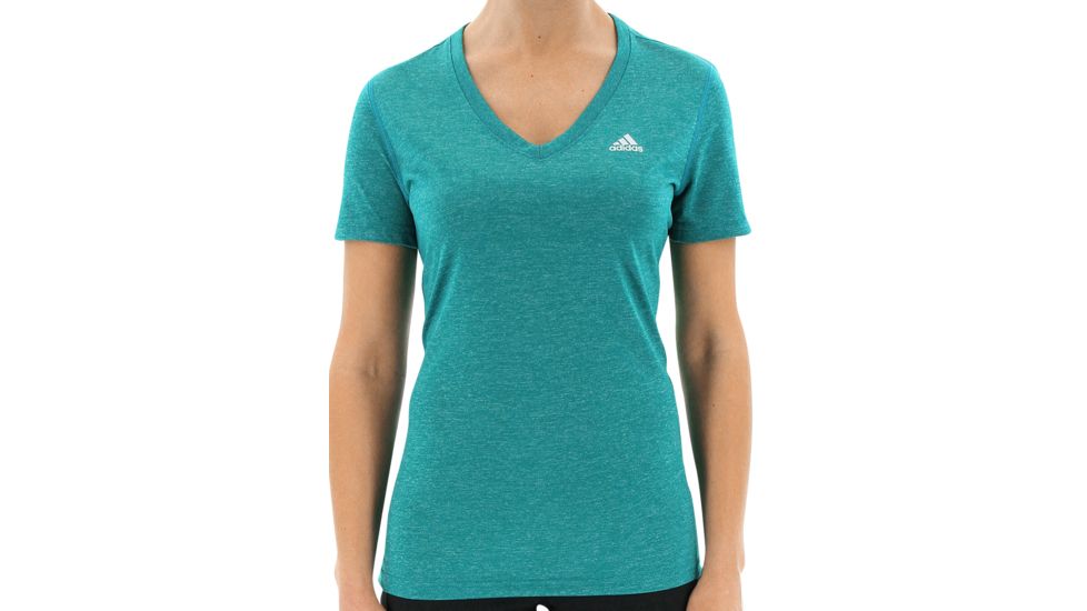 Adidas Terrex Ultimate Short Sleeve V-Neck - Women's-EQT Green/Matte Silver-Medium