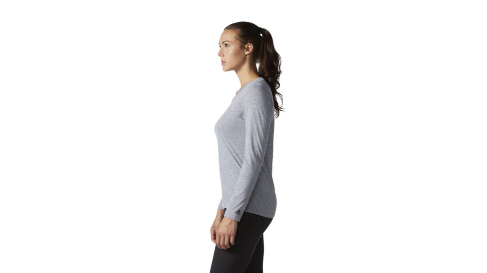 Adidas Terrex Ultimate Women's Long Sleeve Tee, Medium Grey Heather/Black, Large, BQ8582-L