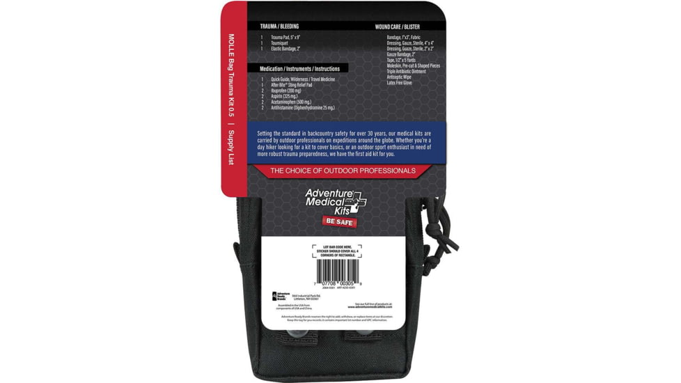 Adventure Medical Kits .5 Molle Bag Trauma Kit, Black, 2064-0301