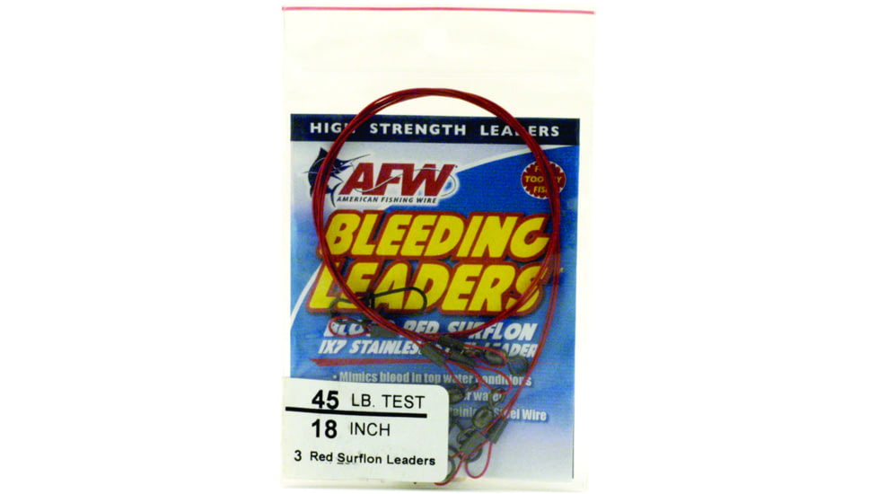 AFW Bleeding Leaders Nylon Coated 1x7 Stainless DuoLockSnap, 20lb 9kg test, .024in 0.61mm dia, Red, 12in 3 pc, E020REDL12/3