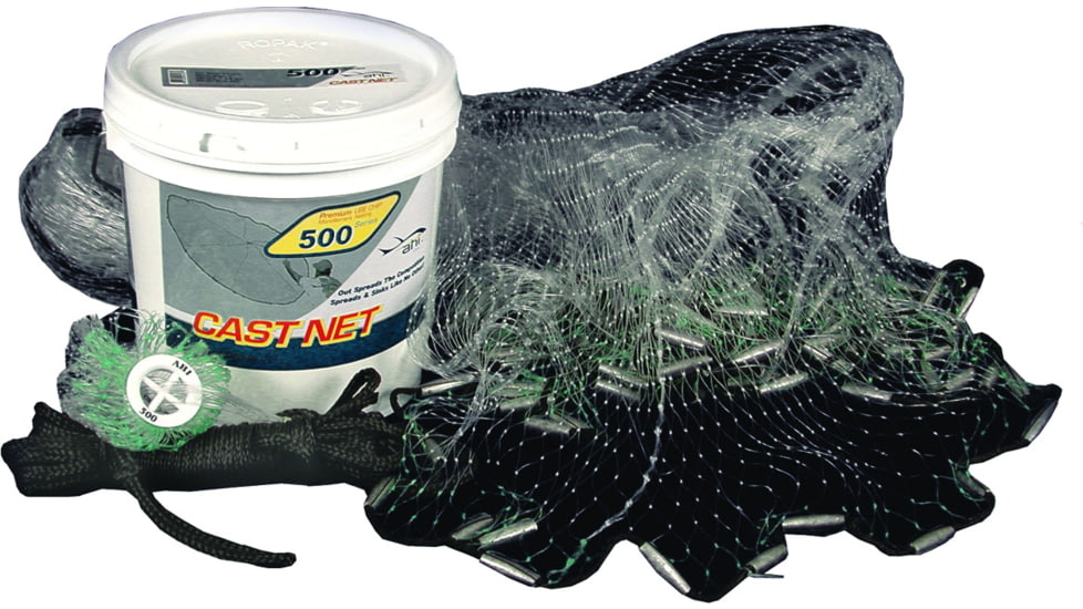 Ahi 500 Pro Series 6 Panel Cast Net 6' Clear Mono 1 in Mesh, 1 3/4# per Ft Lead Weights, Pail Container, CN-506
