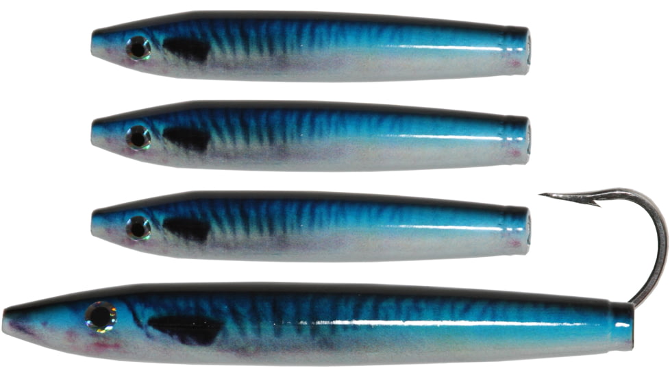 Ahi 6in Live Deception Daisy Chain Cedar Plug - Blue Mackerel 150lb Fluorocarbon, CP-604-BM