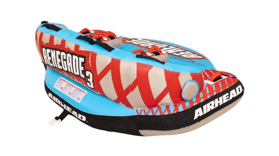 Airhead Renegade 3 Towable Kit w/ Rope &amp; Pump, Blue/Red/Black, 3 Person, AHRE-503