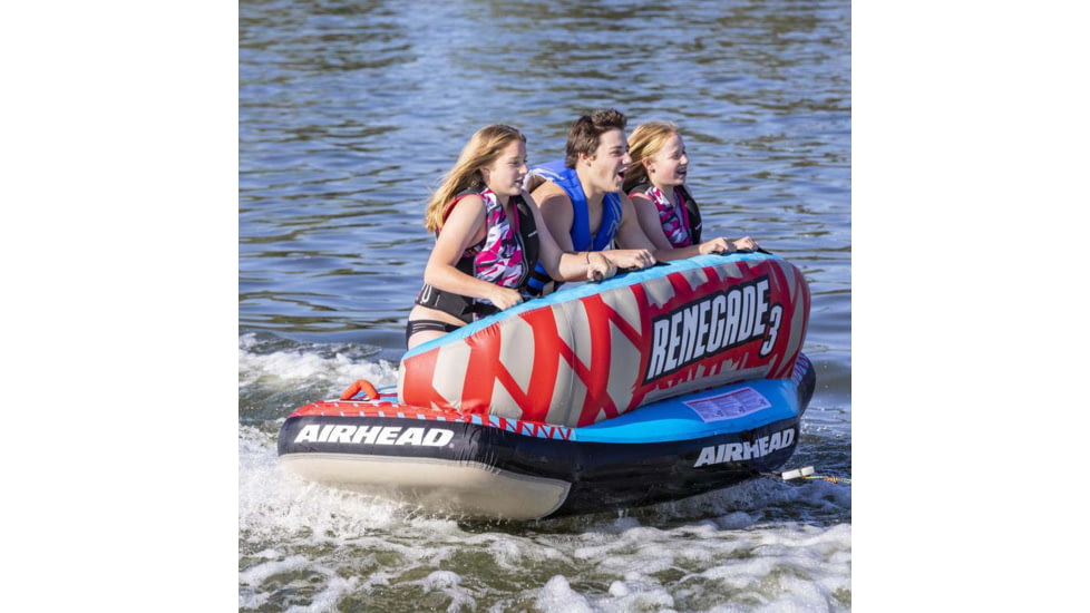 Airhead Renegade 3 Towable Kit w/ Rope &amp; Pump, Blue/Red/Black, 3 Person, AHRE-503