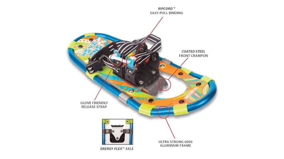 Airhead Yukon Charlies Sno-Bash Youth Aluminum Snowshoe, Blue/Orange, 80-7006