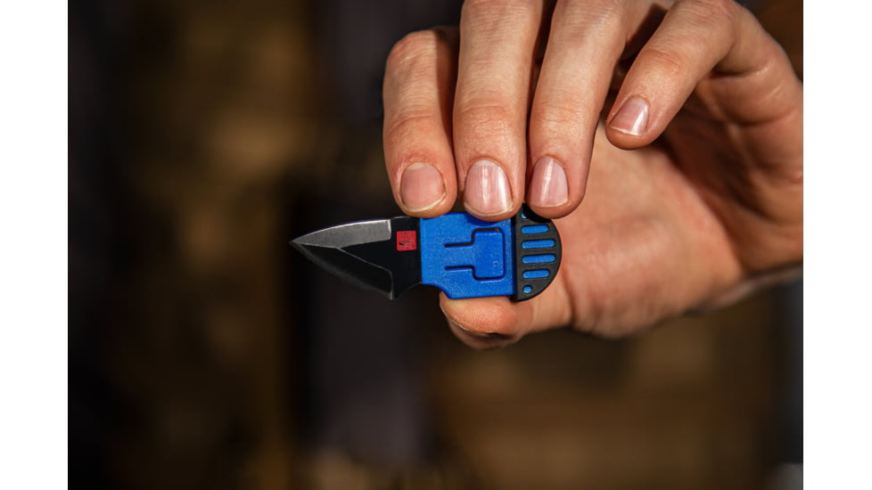 Al Mar Knives 1.3 in Stinger Keychain Fixed Blade Knife, Blue/Black, AMK1001BKBL