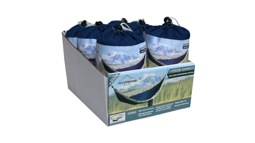 Alpine Mountain Gear 1-Person Complete Hammock System, Blue, AMGHMK01