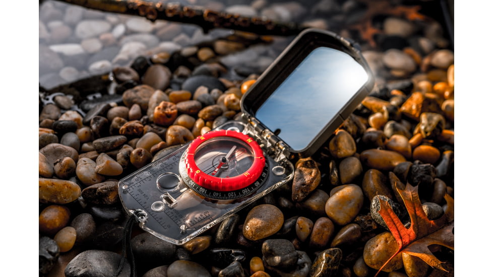 Alpine Mountain Gear Compass with Mirror and Adjustable Declination Tool, AMGCMP-25