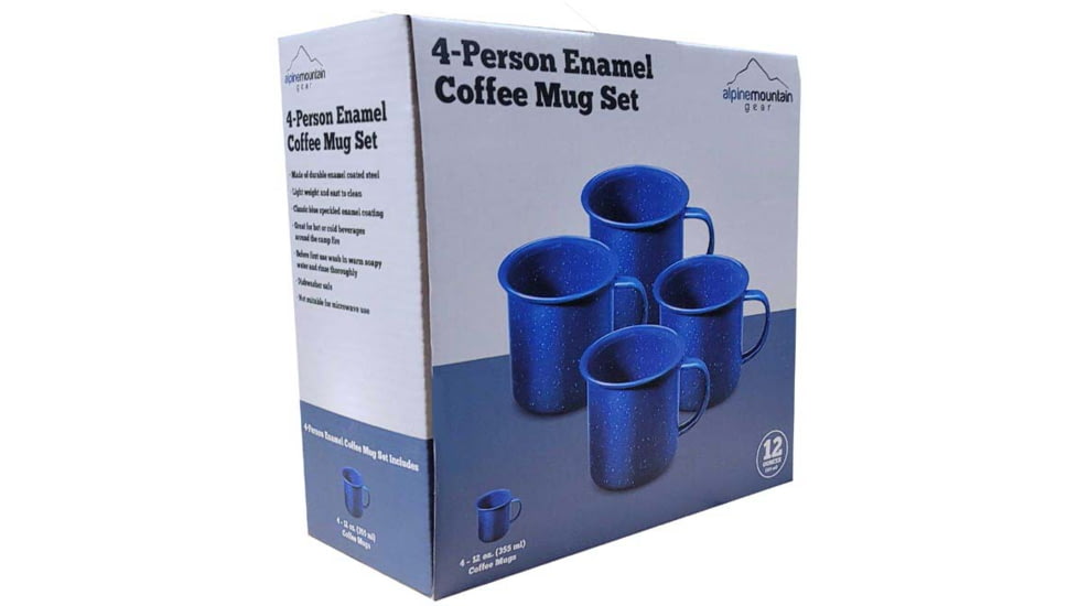 Alpine Mountain Gear Enamelware Mug Set - 4 Person, AMG12ENM-4MUG
