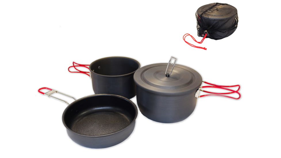 Alpine Mountain Gear Hard-Anodized Camping Cook Set, 5 pcs, Black, AMGCKSET/M