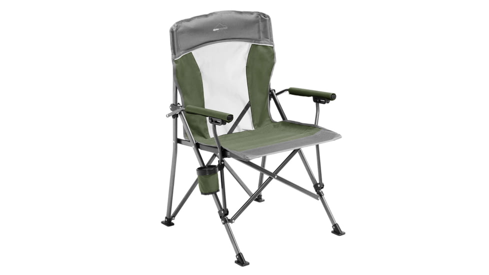 Alpine Mountain Gear Hard Arm Chair, 600 D Polyester / Mesh, Green, AMG-HAC/GRN