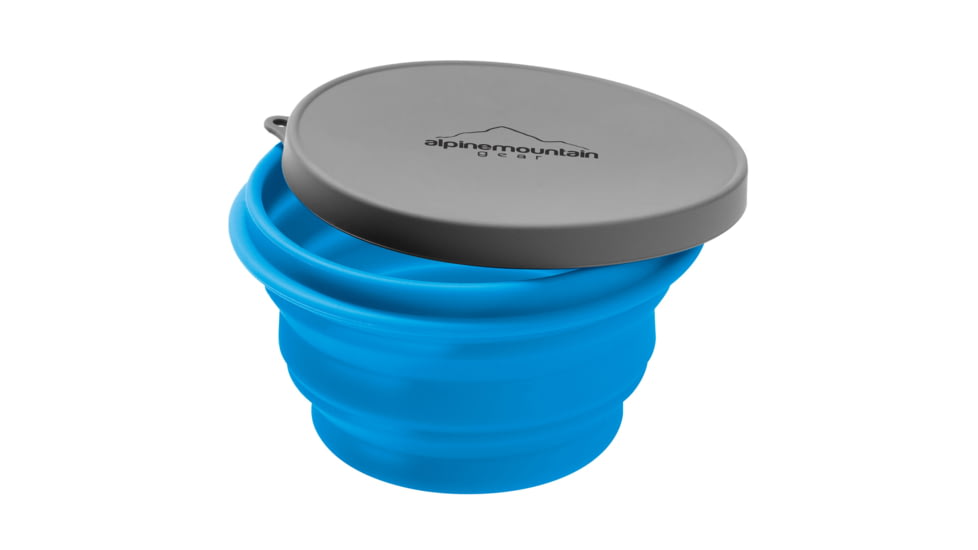 Alpine Mountain Gear Large Collapsible Silicone Container with Lid, Blue, AMGCSB-L