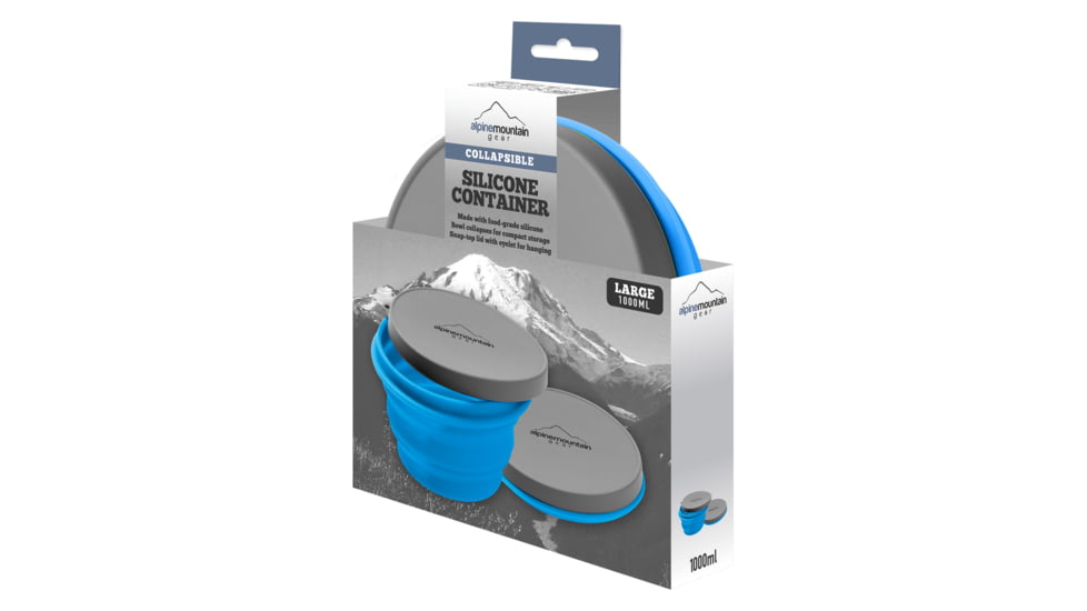 Alpine Mountain Gear Large Collapsible Silicone Container with Lid, Blue, AMGCSB-L