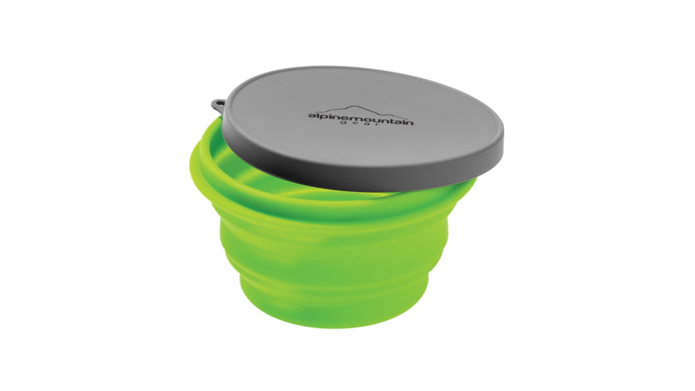Alpine Mountain Gear Medium Collapsible Silicone Container with Lid, Green, AMGCSB-M