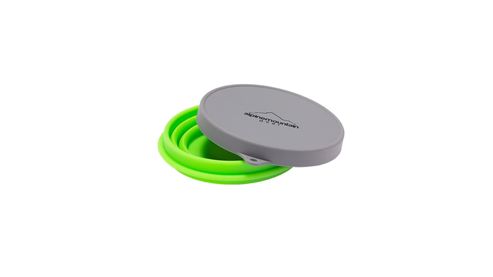Alpine Mountain Gear Medium Collapsible Silicone Container with Lid, Green, AMGCSB-M