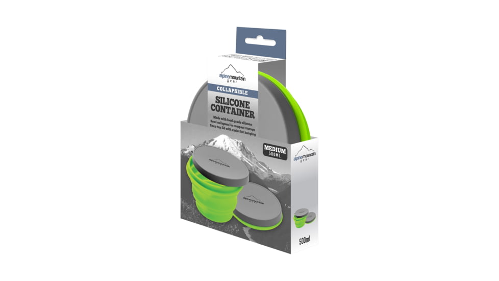 Alpine Mountain Gear Medium Collapsible Silicone Container with Lid, Green, AMGCSB-M