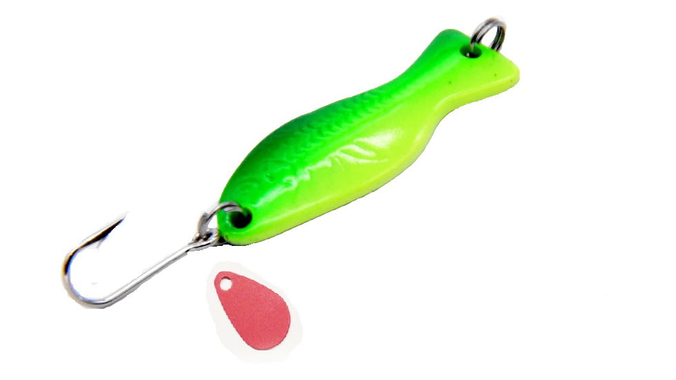 Als Goldfish Original Ice Jig 3/16 oz. 1-1/2in, Chartreuse Lime Glow, I100-CHLG