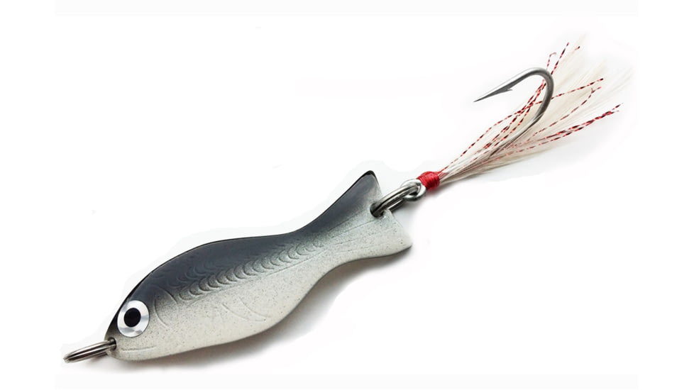 Als Goldfish Saltwater Series Goldfish with 3/0 Single Hook and Hackle Feather 2-3/4in, Black Pearl, 1-1/4oz, G500-SBP