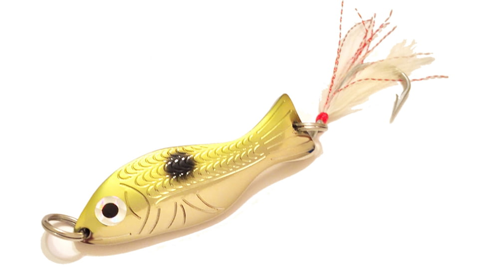 Als Goldfish Saltwater Series Goldfish with 3/0 Single Hook and Hackle Feather 2-3/4in, Bunker, 3/4oz, G400-SBNKR