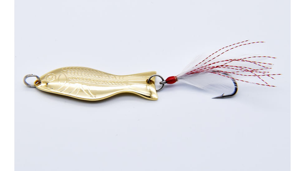 Als Goldfish Saltwater Series Goldfish with 3/0 Single Hook and Hackle Feather 2-3/4in, Gold, 3/4oz, G400-SG