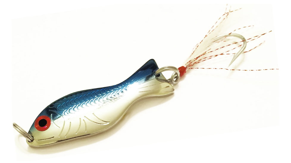 Als Goldfish Saltwater Series Goldfish with 3/0 Single Hook and Hackle Feather 2-3/4in, Neon Blue, 1-1/4oz, G500-SNB